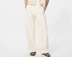 タグ付き丈長め　ユニクロ　ジャージーバレルレッグパンツ　Sサイズ