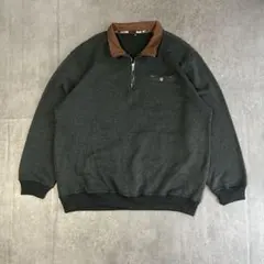 vintage ハーフジップトレーナー 5L 裏起毛 襟切替 大サイズ アメカジ