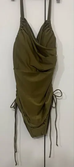 未使用 SEA DRESS ワンピース水着 カーキ ギャザー　サイズLのサムネイル