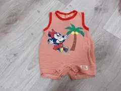 Disneyミニーロンパース 赤ストライプ 夏 80