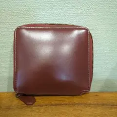 ジャンク品　MURA 二つ折り財布　ラウンドファスナー　カーボン レザー