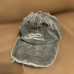 キャップ　フェードダメージキャップ　刺繍ロゴ　Y2K 古着　グランジ