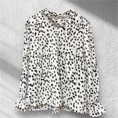 レオパード柄リボン付き長袖ブラウス　G R L 24時間以内配送　匿名配送