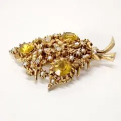 Jewelcraft 英国ヴィンテージ ブローチ ラインストーン フラワー