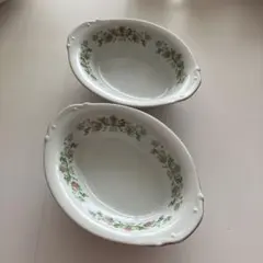 HYAKUSEN KAI 花柄 楕円形 2枚セット グラタン　カレー　昭和レトロのサムネイル