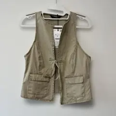 ZARA ベージュ リボン付きベスト