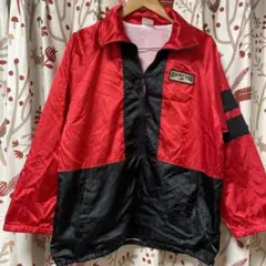 サテン　ハーフジップ　 ナイロンジャケット　ウィンドブレーカー　裏トリコット　M