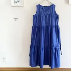 IMAGE Vネックノースリーブティアードワンピースブルー　6250のサムネイル