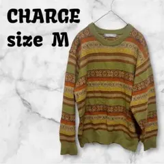 【M-018】 CHARGE ニット ウール混 Mサイズ レナウン セーターのサムネイル