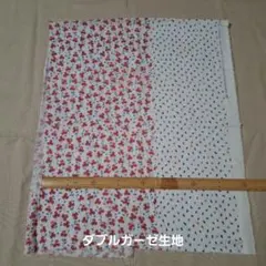 花柄プリント　×　ドット柄　ダブルガ－ゼ生地　40　×　100
