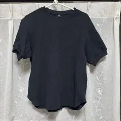 UNIQLO ブラック ワッフル 半袖Tシャツ