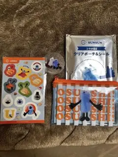 SUNSUN スシロー　ステッカー＆クリアポーチ＆ピック