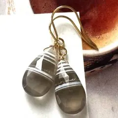 1点作品☆ 大粒菱形水色×グレーオパールピアス　イヤリングに変更可能☺︎