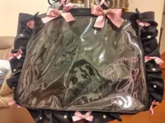 リボン付き黒色トートバッグ