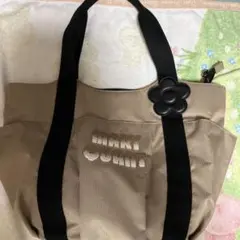 ベージュ トートバッグ 花モチーフ