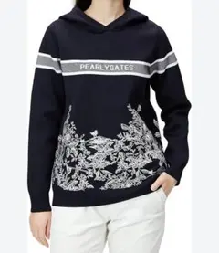 PEARLY GATES フード付きニットパーカー　 ダークネイビー　サイズ1
