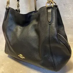 コーチCOACH ブラック レザー ショルダーバッグ　F80268