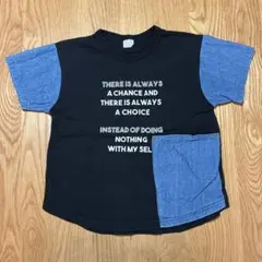 デニムポケットロゴデザインTシャツ 黒/青のサムネイル