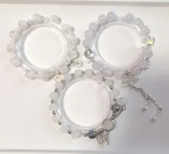 白系 ブレスレット ガラスビーズ プラビーズ