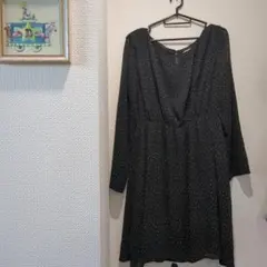 minimum ドット柄 長袖ワンピース ブラック サイズ36　レトロのサムネイル