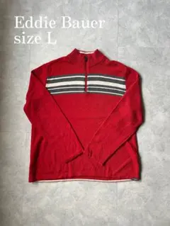EddieBauer ハーフジップニット　エディーバウアー　赤ボーダー