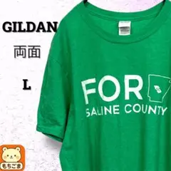 GILDAN ギルダン 両面プリント Tシャツ グリーン L US古着