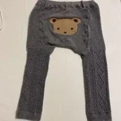 クマ刺繍 アイボリー レギンス 80