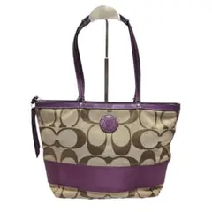 コーチ COACH トートバッグ シグネチャー ベージュ/パープル F15112