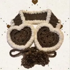 ブラウン 茶色 ハート イヤーマフ ハンドメイド