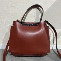 極美品✨ジャンニキャリーニ 2way ミニ ショルダー ターンロック ブラウン