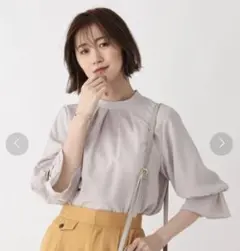 ハイネックキャンディスリーブ　ブラウス【WEB限定サイズ】ライトグレーのサムネイル