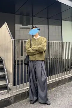 完売品　[CS] cross tuck drape slacks チャコール　2のサムネイル
