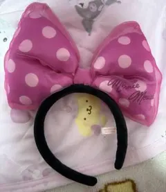 ディズニー ミニーミニーマウス 水玉カチューシャ ピンク シフォン