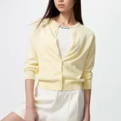 【UNIQLO】 即日発送◎メリノクルーネックカーディガン イエロー