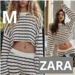 【美品】ZARA ショート丈 薄手ニット フレアスリーブ