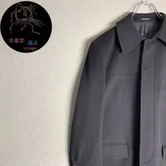 ✮XL　ステンカラーコート　美品　Les Mues　黒　ロング丈　カシミヤ混✮