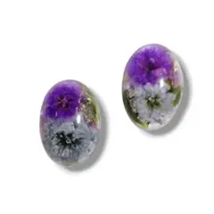 ピアス イヤリング レジン ドライフラワー プチプラ オーバル 紫 パープル