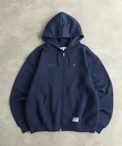新品　KANGOL 裏起毛 ロゴ刺繍 スウェット フルジップ パーカー　ネイビー
