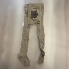 クマ刺繍 2〜3才用ベージュ ベビータイツ