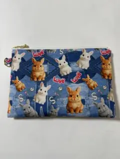 ✨感謝SALE✨ハンドメイドꕤフラットポーチꕤうさぎ - メルカリ