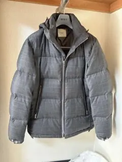 EDIFICE　グレー チェック柄 ダウンジャケット