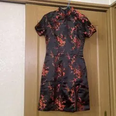 コスチューム チャイナドレス ミニワンピ レディース セクシー 赤黒 (S )