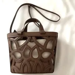 【ZARA】カットワーク ミニトートバッグ ブラウン ショルダーバッグ ザラのサムネイル