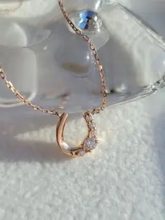 少し訳あり★Canal 4℃ K10 PG ネックレス ジルコニア 馬蹄