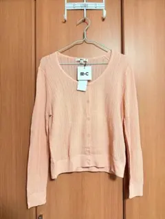 UNIQLOピンク 長袖 カーディガン リブ編み