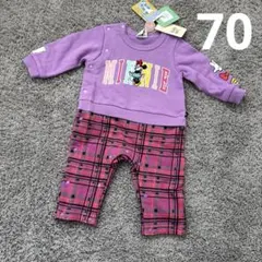 【★500円〜】新品 ベビードール ミニー 長袖カバーオール 70 紫