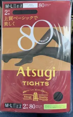 タイツ　ブラック　80デニール M〜L 2足組　アツギ
