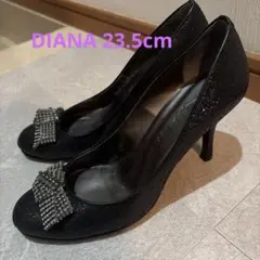 DIANA（ダイアナ）サイズ23.5cm ラメ＆ビジュー付きパンプス　ブラック