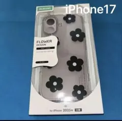 エレコム iPhone17 ソフトケース フラワー ブラック542