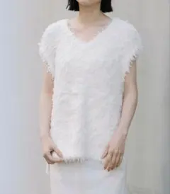 新品　Munich ファー素材 ノースリーブコットンベスト